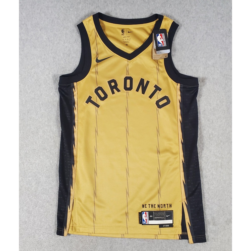 Nike NBA Toronto Raptors City Edition Jersey Gold Black DX8550-745 Mens Size M